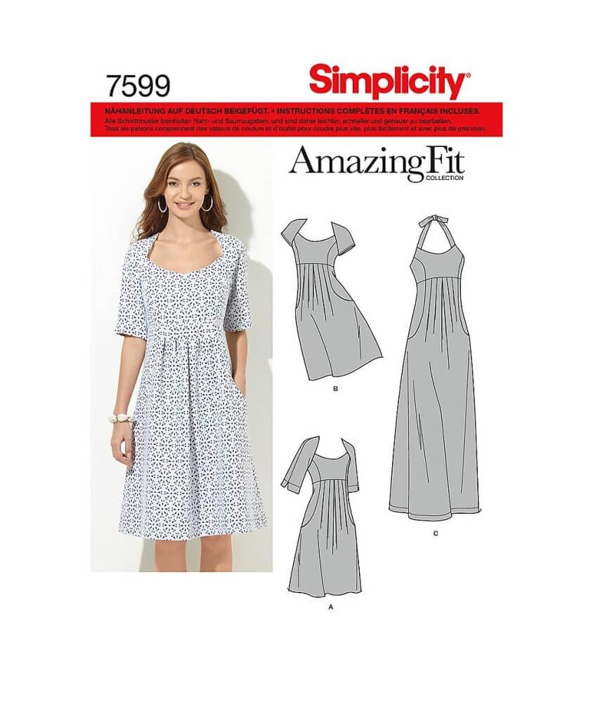 Simplicity 1800Women's & Plus Size Amazing Fit Dresses, Paper, White, BB (20W-28W)
