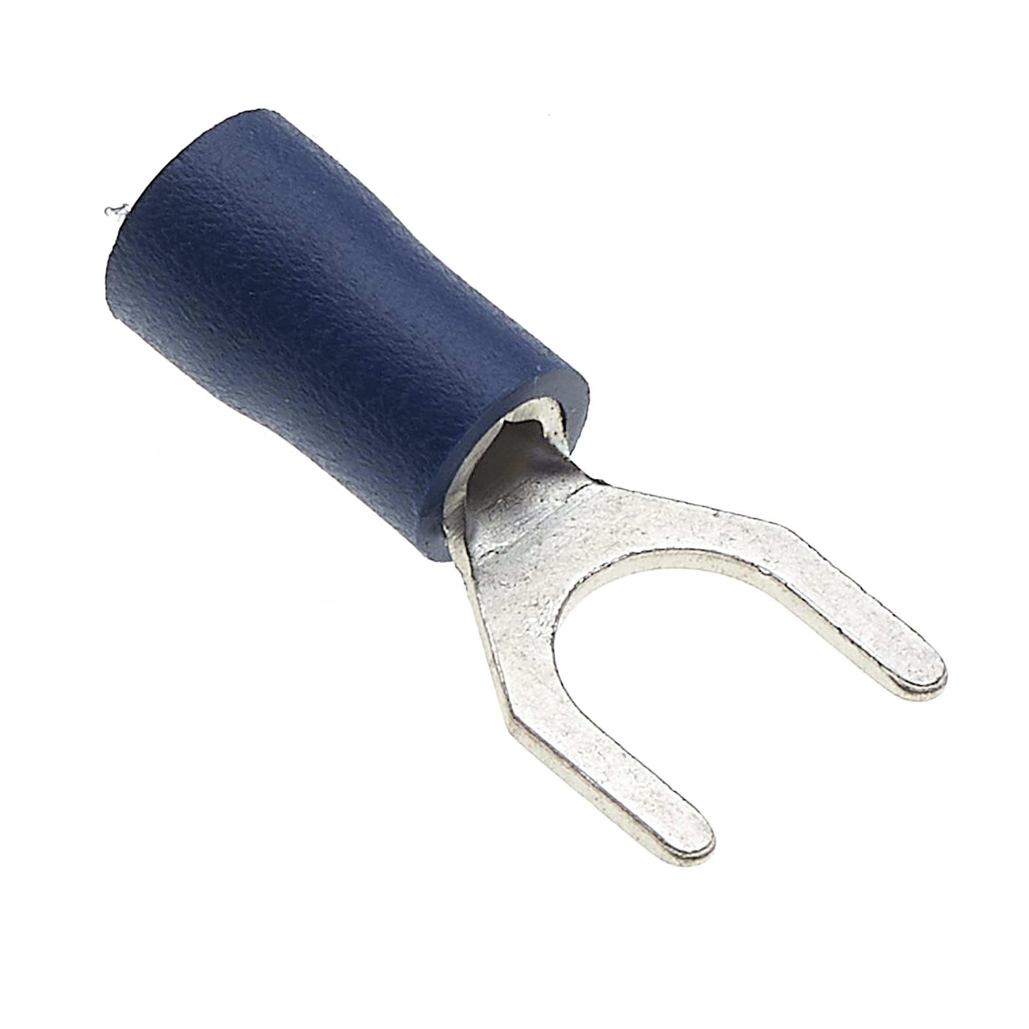 Fork Crimp Terminal, Pack Of 100 - Blue, 24A, 6mm - Heat Shrink Fork Connectors, Tinned Copper Connectors, Insulated U-Type Wire Terminals