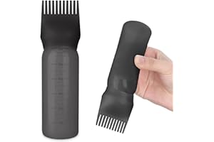 Bunrod Root Comb Bottle Applicator 6 Ounce, Oil Applicator for Hair Dye Hair Oiling Applicator with Graduated Scale (Black), BX5698