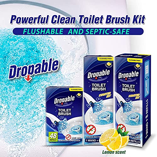 Disposable Toilet Brush flushable refill, Lemon Scent, Stain Removing
