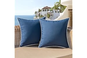 Woaboy Set of 2 Outdoor Waterproof Pillow Covers 18x18 Inch Navy Blue Decorative Throw Pillow Covers Square Solid Color Couch Pillow Covers for Patio Tent Bed Sofa Living Room