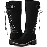 GLOBALWIN Women's Lace Up Back Knee High Fashion Boots
