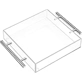 Clear Serving Tray 12"x12" - Acrylic Decorative Tray with Handles