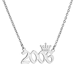 MICOMAKA Birth Year Number with Crown Necklace,Old