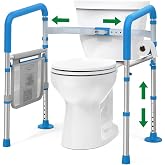 Loyoda Foldable Toilet Rails for Seniors with One-Button Adjustbale Width | Height Adjustment Toilet Grab Bars with Storage Bag, No Tools Needed, for Elderly, Disabled, Pregnant, Fits Most Toilets