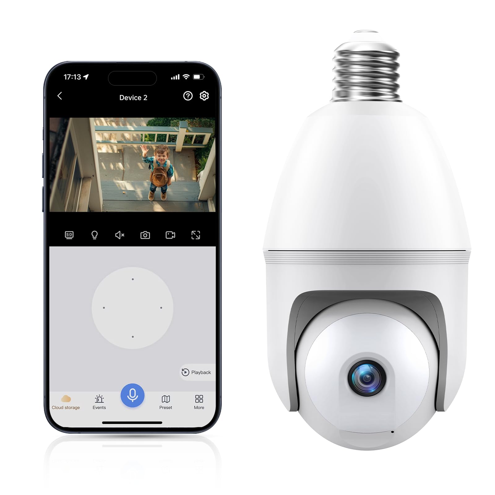 Photo 1 of Noahcam Light Bulb Security Camera - 5g 2K Lightbulb Security Cameras Wireless Outdoor, 360 Front Porch Light Camera Screw in Light Socket 7/24 Motion Sensor Color Night Vision 2-Way Audio
