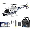 Hylukon C138 Remote Control Helicopter, 1:33 Scale Bell206 Helicopter 2.4G 4CH RTF Single Propeller Aileron Free, Six-axis Gyroscope, Modular Battery, One-Touch Function Gift for Adults (1 Batteries)