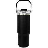 STELOXIA 30 oz Tumbler with Top Handle,2-in-1 Straw/Spout,Black，1 Pack | Easy Carry Handle | Leak-Proof Lid and Flip Straw | 