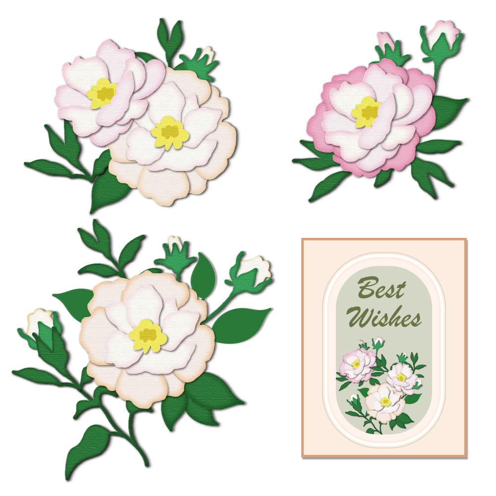 DELORIGIN Camellia-Flower Cutting Dies Layering Petals Dies Cut Metal Die Cuts Embossing Stencils Template Dies for Card Making Decoration DIY Scrapbooking Photo Album Paper Crafts Wedding Invitation