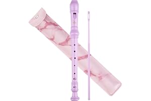 YONTY Soprano Recorder 8-Hole Instrument for Beginners Kids Students, Baroque Style C Key Flute with Cleaning Rod & acking Bag for Education & Entertainment - Amethyst