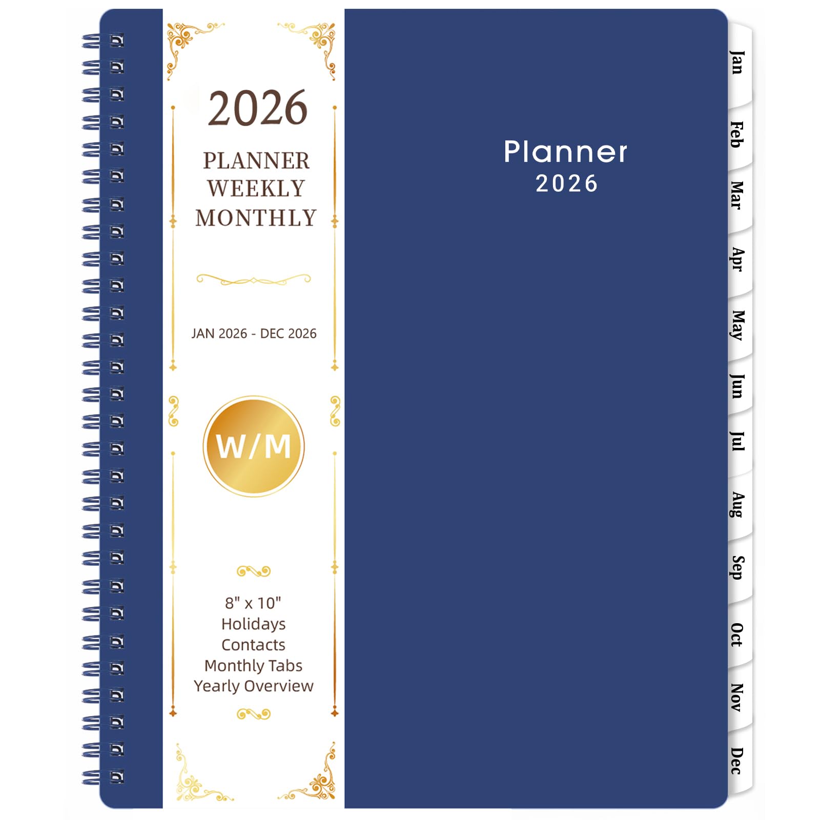 Photo 1 of 2026 Planner - Weekly and Monthly Planner 2026, Jan 2026 - Dec 2026, 8'' x 10'' with Monthly Tabs, 2026 Calendar Planner, Twin-Wire Binding, Thick Paper, Flexible Cover - Deep Blue
