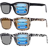 VIDEBLA 3 Pack Progressive Multifocus Reading Sunglasses for Women Men UV Protection Multifocal Trifocal Sun Reading Glasses
