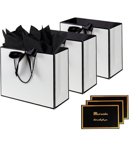 Lot De 4 Sacs Cadeaux Avec Rubans Et 4 Papiers De Soie Blancs - Marque Xree