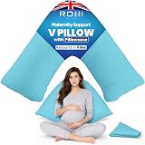 Rohi Orthopaedic V Pillow with Pillowcase Sky Blue 70cm 30cm Anti Allergy