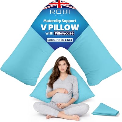 Rohi Orthopaedic V Pillow with Pillowcase Sky Blue 70cm 30cm Anti Allergy