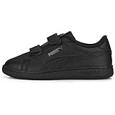 Puma Unisex-Child, Smash 3.0 Leather Hook and Loop, Puma Black-Shadow Gray, Little Kid, 13.5
