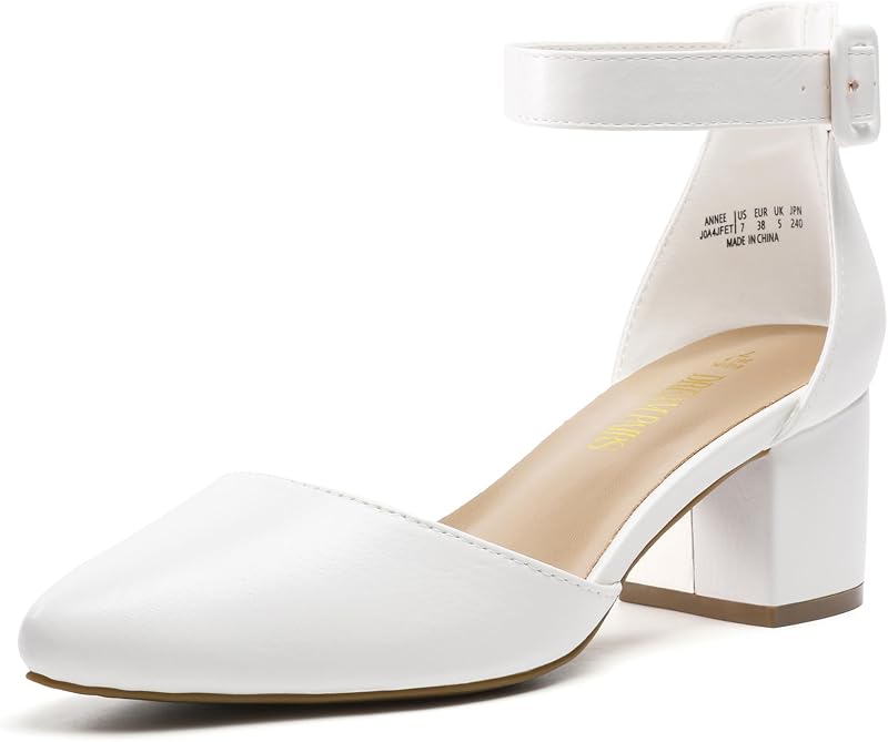 Zapatos Tacón Ancho Mujer,Blanco/PU,35