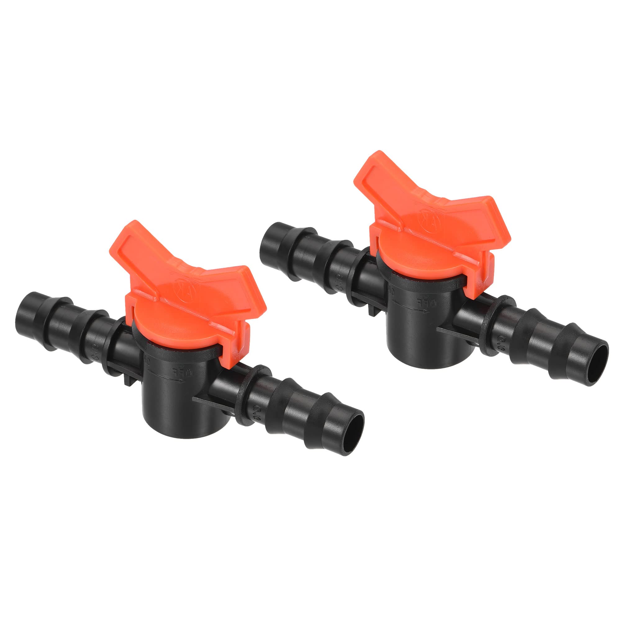 M METERXITY 2 Pack Barbed Ball Valve - Barb Connector Ball Valve Shut Off Switch Apply to Drip Irrigation and Aquariums (16mm, Black Red)