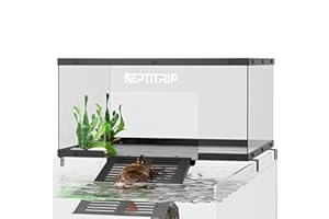 REPTITRIP Turtle Basking Platform & Dock - Stainless Steel Turtle Ramp, Non-Slip Surface - Fits 18-20 Inchs Wide Aquariums