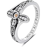 POTOPYY Cross Mustard Seed Ring for Women 925 Sterling Silver Cross Ring Christian Mustard Seed Jewelry Valentines Day Mothers Day Gifts for Women