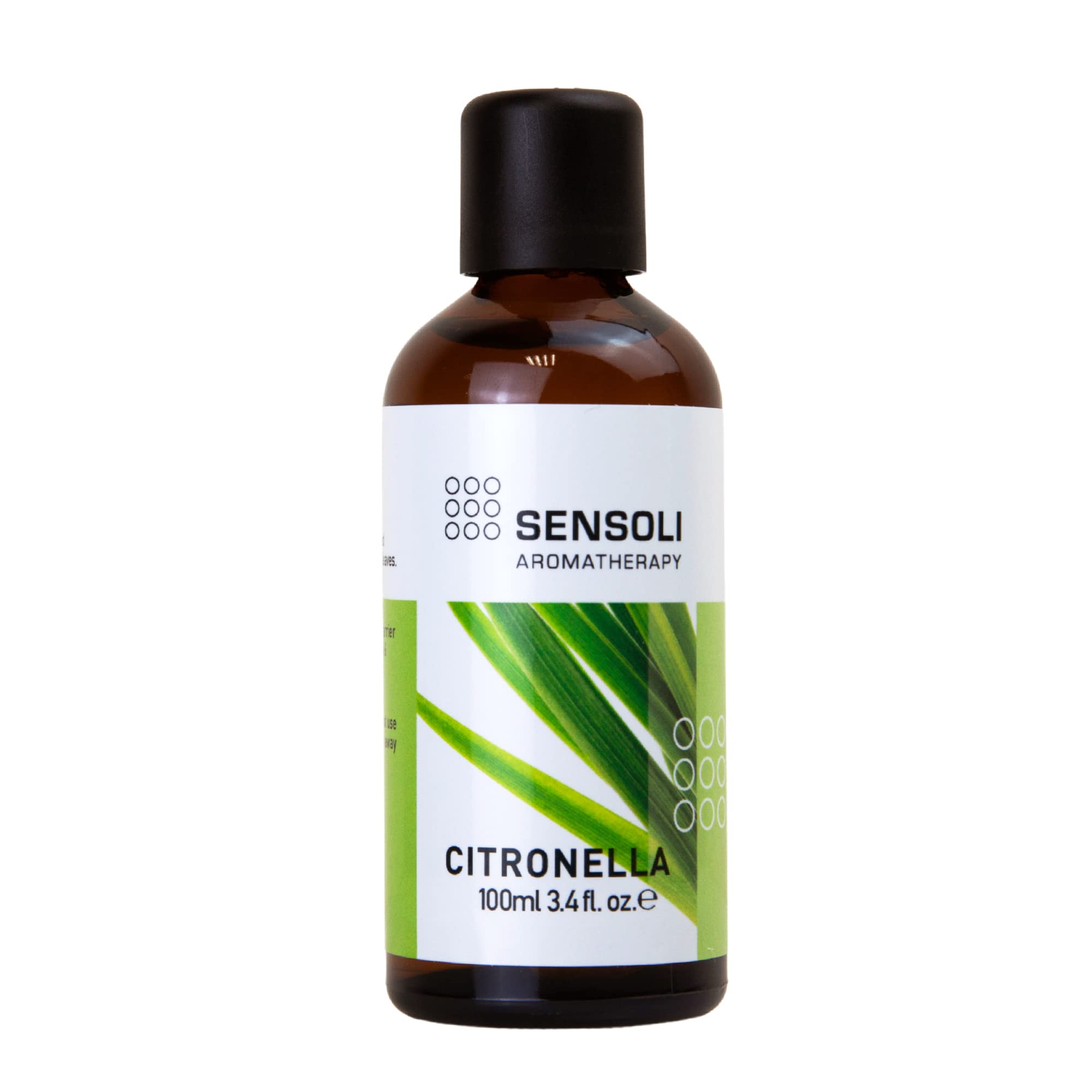 SENSOLI Citronella Essential Oil 100ml – 100% Pure, Amber Glass Dropper Bottle – Aromatherapy Essential Oil for Diffusers, Massage & DIY Blends
