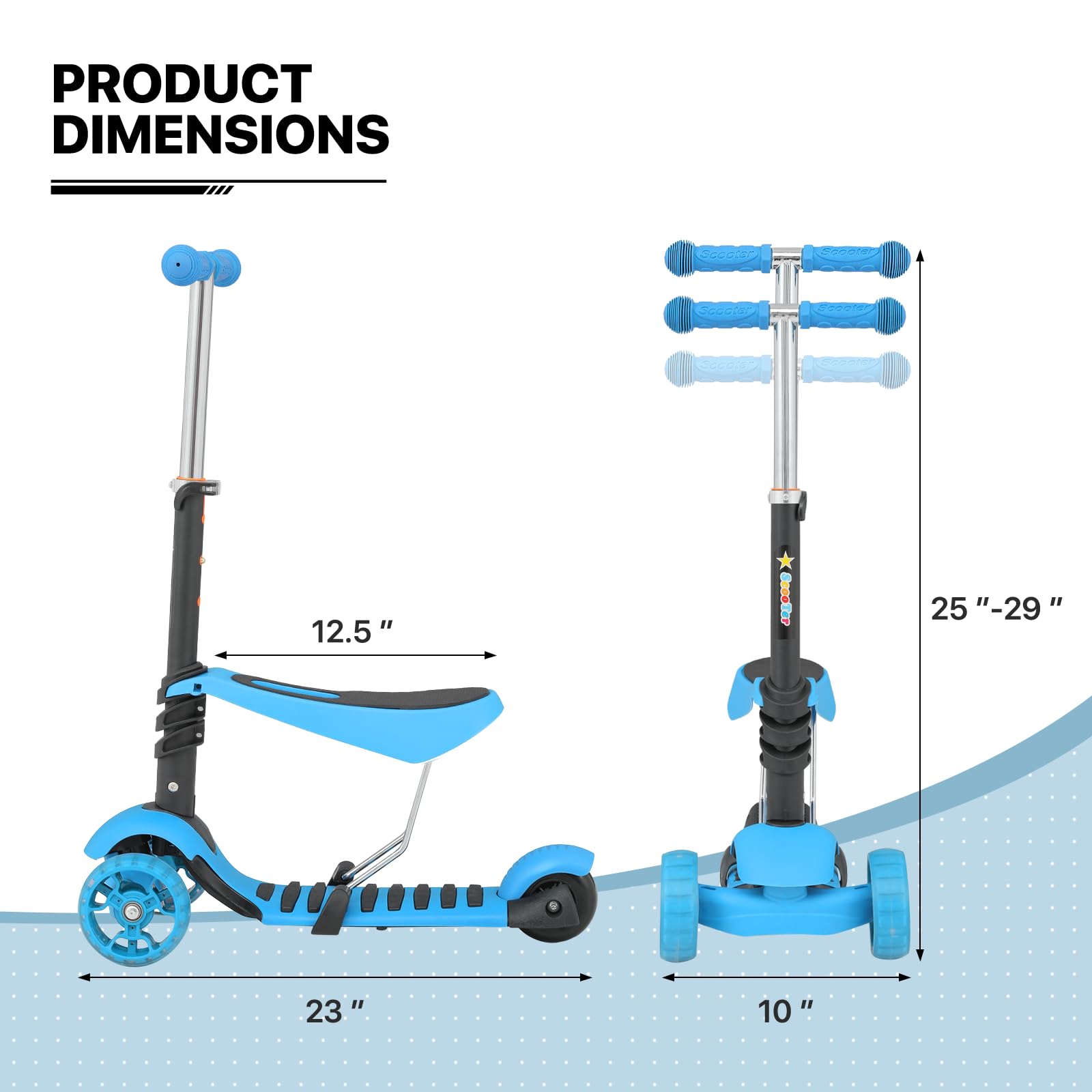 MADOG Toddler 3-Wheel Mini Scooters for Kids 3-5, 2-in-1 Height Adjustable Boys and Girls Scooter with Light Up Wheels