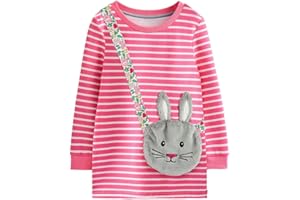 Joketiger Toddler Long Sleeve Dress Long Sleeve Dress Girl's Casual Applique Halloween Christmas Dress 3-9Y