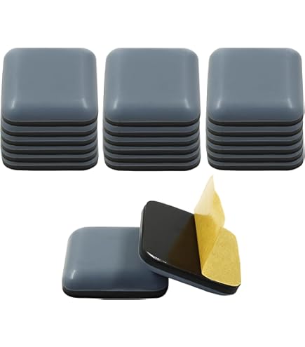 20 Pcs Furniture Sliders Square Self Adhesive Tiles, 25mm Chair Leg Glides Heavy Furniture Glides For Pad Carpet Floor Easy Move - View #2