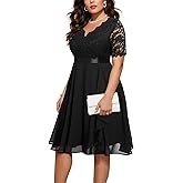 Plus Size Wedding Guest Midi Dresses Semi Formal Black Funeral Cocktail Party Summer Elegant Lace Graduation Mother