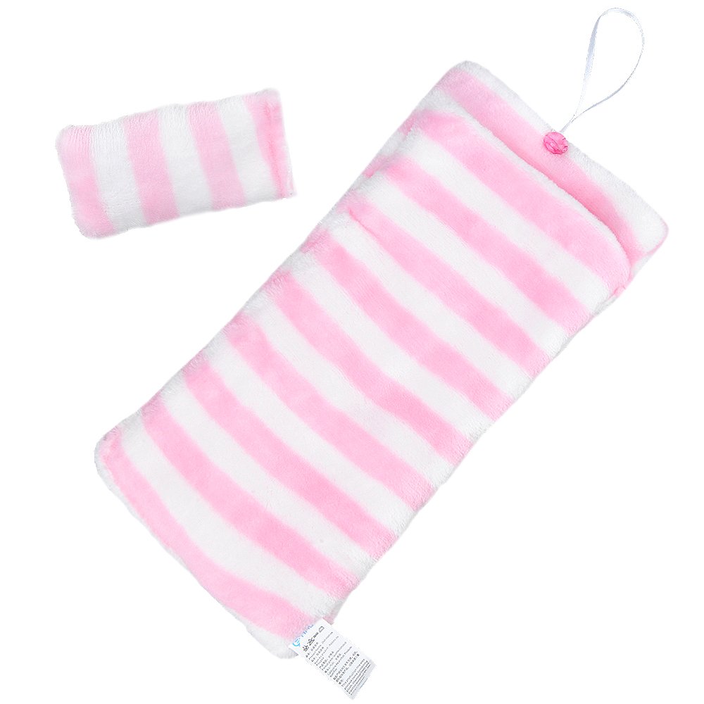 E-TING Handmade Fluff Sleeping Bag for Doll Doll Bedroom Accessories (Pink and White Stripes)