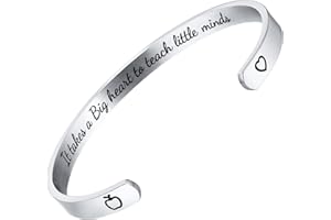 Hisatan 2025 Graduation Teacher Appreciation Mother Gifts for Women, Inspirational Mom Bracelet Gifts Silver Cuff Bangle Womens Bracelet, Stainless Steel Zirconia Jewelry