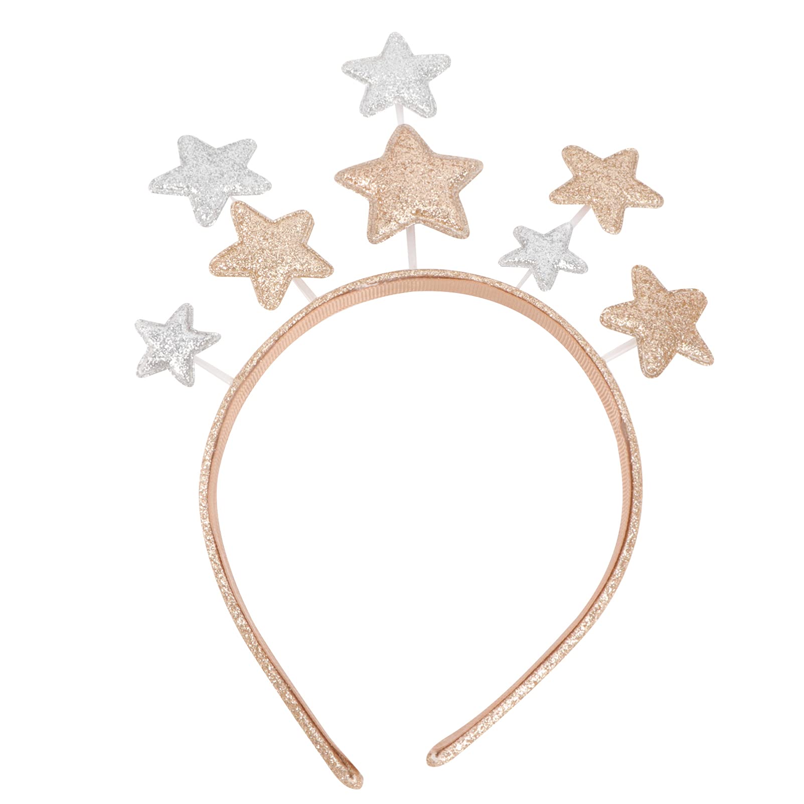 SOLUSTRE Star Headband Christmas Lovely Glitter Pentagram Crowns Hair Band for Birthday Holiday Festival Party Costume Silver Gold