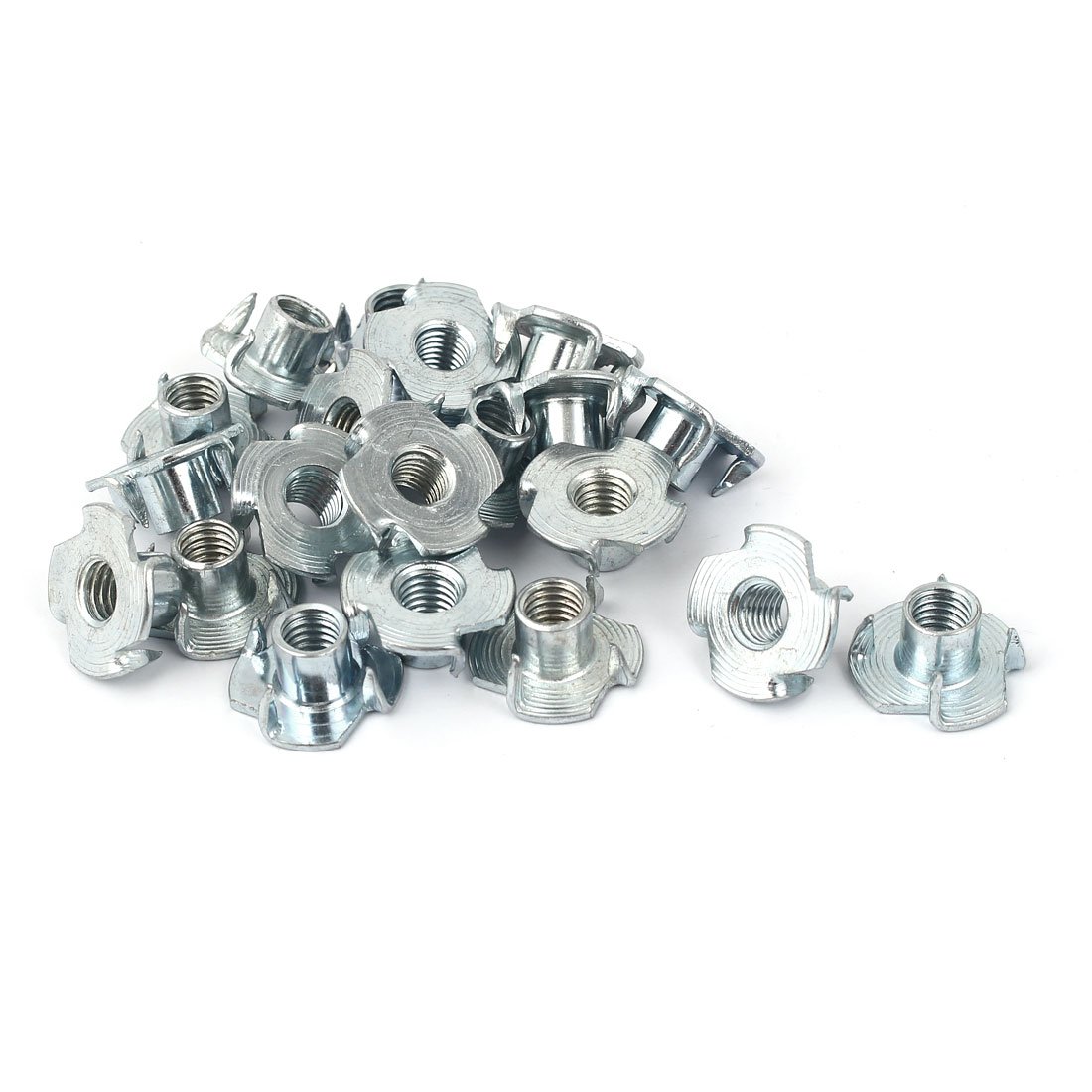 Sourcingmap M8 Metric 4 Pronged Tee Nut T-Nut for Table Legs Rock Climbing Wall Woodwork Holds Wood Cabinetry 20 Pcs