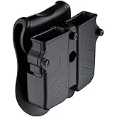 Double Magazine Holder, 9mm 10mm .40 .45 Single & Double Stack Magazine Pouch, Universal Magazine Holster for Glock/Sig sauer/S&W/Beretta/Taurus/H&K/Springfield/CZ/Ruger/1911 Mags