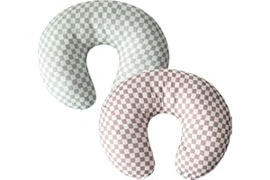 Little Jump 2 Pack Nursing Pillow Cover - Stretchy and Soft Nursing Cover for Breastfeeding Pillows, Comfortable Slipcover for Baby Boy and Girls. (Coffee & Green Checkered)