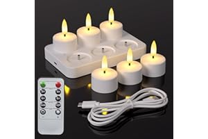 Staerysky Flameless Tea Lights Candles with Charging Station,LED Tea Lights Candles with Remote Control Timer for Valentine's
