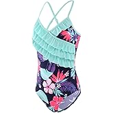 Moon Tree Girls One Piece Swimsuits Ruffle Swimwear Beach Bathing Suit 2-14 Years