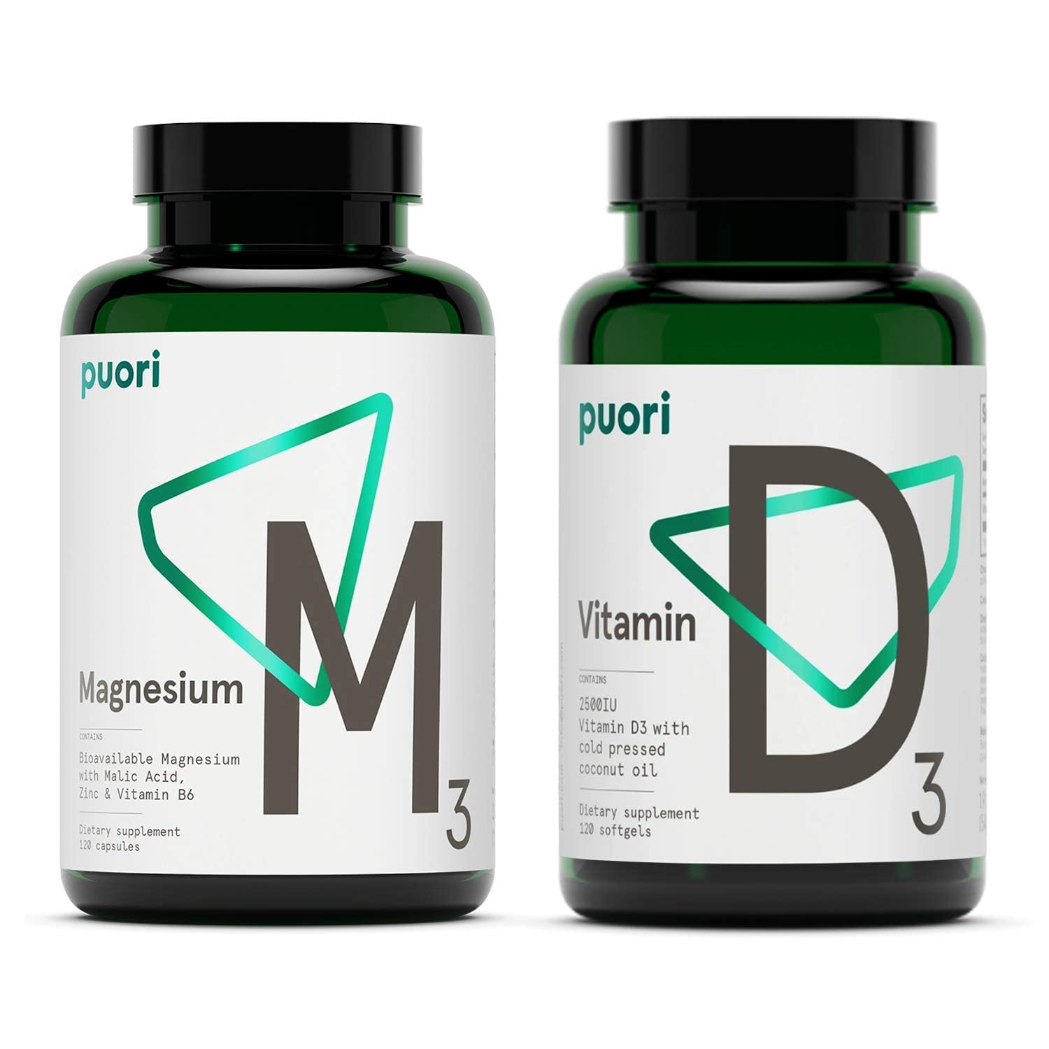 Puori Vitamin D3 and Magnesium Zinc Supplement Bundle for Healthy Muscle Function, Bone Health, Immune Support and Calcium Uptake- Non-GMO and Gluten-Free