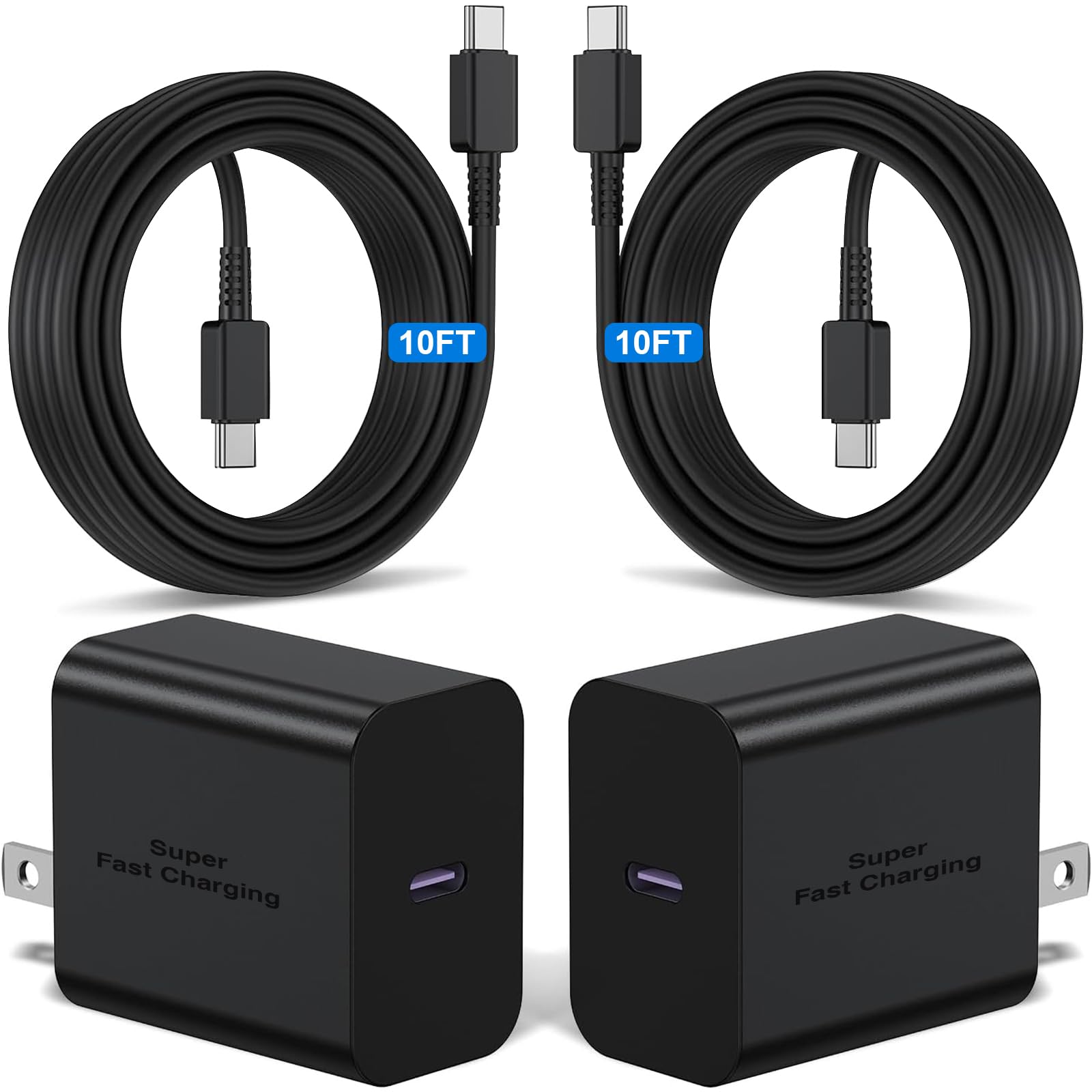 Photo 1 of 2Pack 45W Super Fast Charger Type C 10ft, USB C Wall Charging and Long Android Phone Charger Cable Cord for Samsung Galaxy S25 Ultra/S25 Plus/S25/S24+/S24 Ultra/S23 Ultra/S22 Plus/S21/Note 20/Note10+