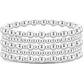 Badu Gold Plate Bead Bracelet for Women 14K Gold Plated Bead Ball Bracelet Stretchable Elastic Hypoallergenic Bohemian Stackable