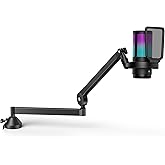 InnoGear USB Gaming Microphone Set, Noise Cancellation Condenser Mic with Boom Arm RGB Mute Headphones Jack for Streaming Podcasting Recording Vocal PC Computer YouTube Discord PS4 PS5, Black