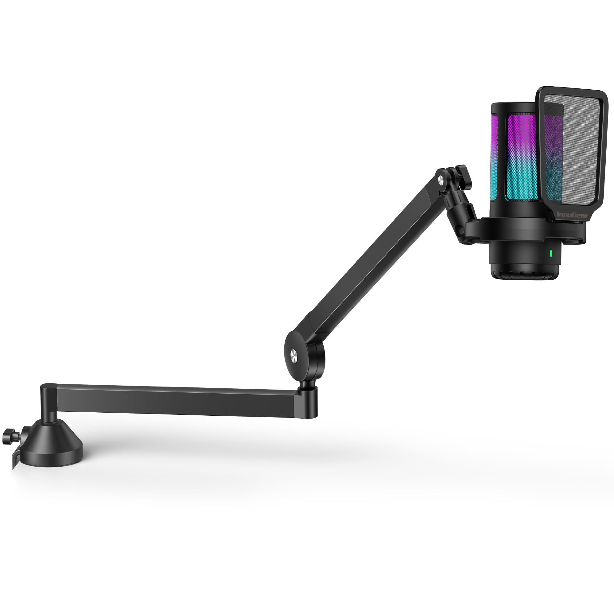 Photo 1 of InnoGear USB Gaming Microphone Set, Noise Cancellation Condenser Mic with Boom Arm RGB Mute Headphones Jack for Streaming Podcasting Recording Vocal PC Computer YouTube Discord PS4 PS5, Black