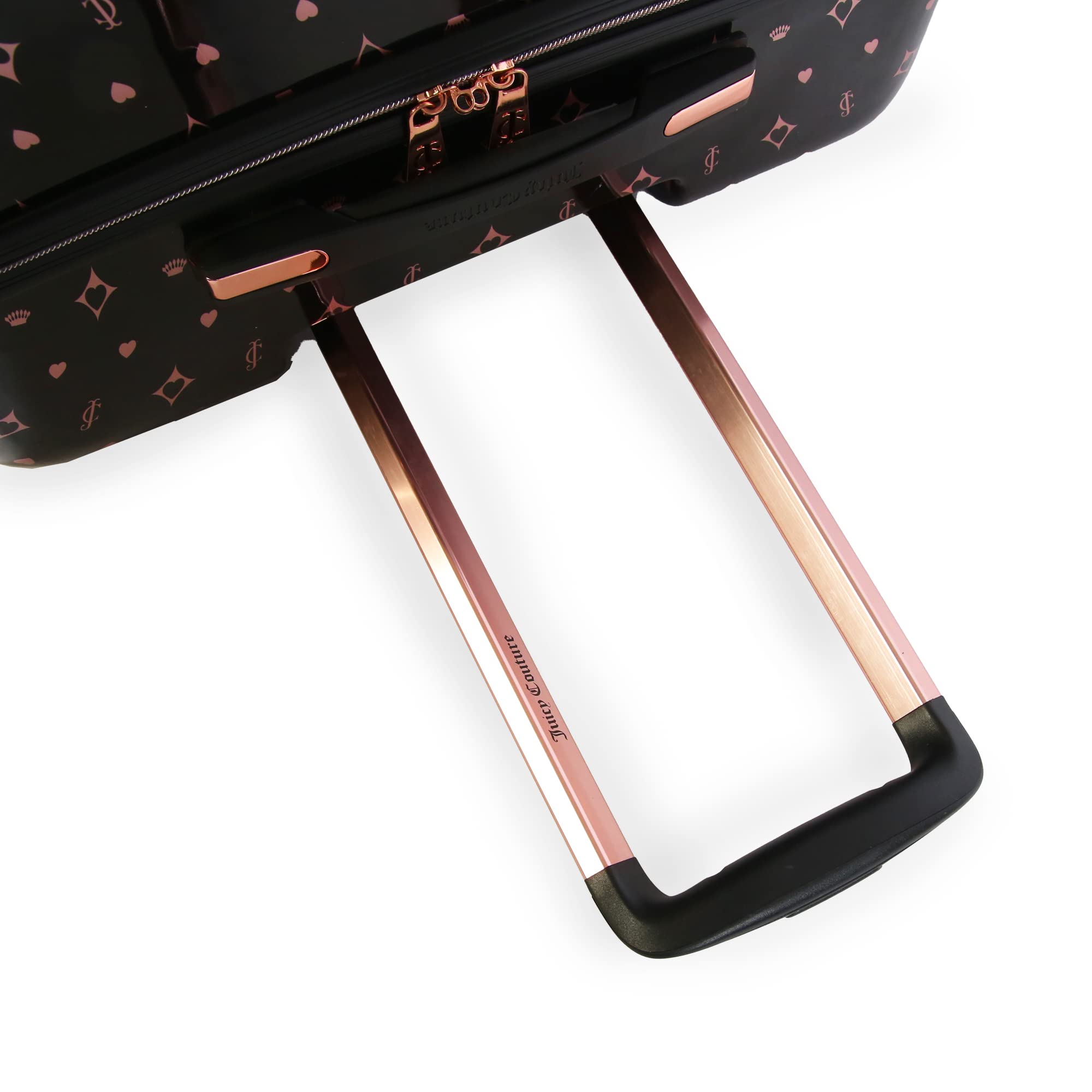 Juicy Couture Women's Arwen Spinner Luggage, Black/Rose Gold, 2pc Set