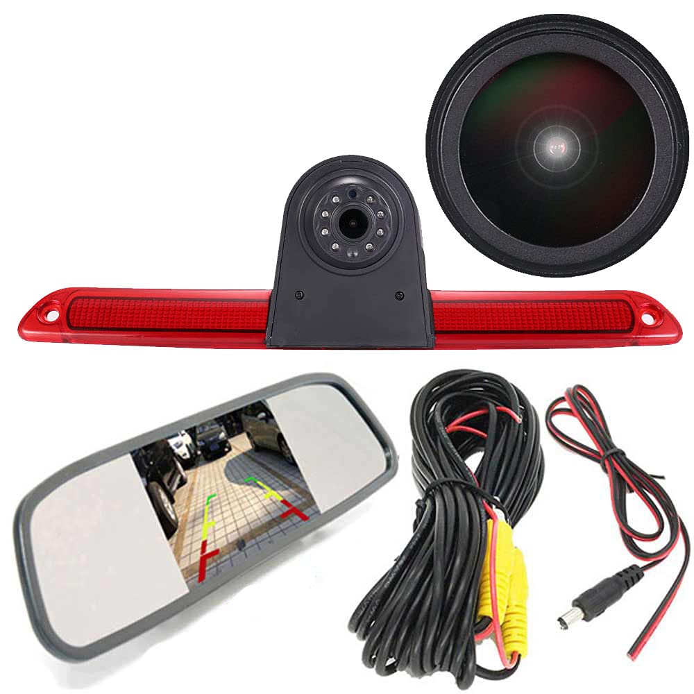 HD IP68 1280 Pixels Reversing System Brake Light Reversing Camera Van Roof Camera Parking Aid with Angle Adjustable IR Night Vision Compatible with B-enz Sprinter W906/V-W Crafter Ca-Revelle