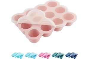 HIWOOD Baby Food Storage Container -12 x 1.5OZ Silicone Baby Food Freezer Tray with Silicone Lid, Perfect Food Container for Homemade Baby Food, Vegetables & Fruit Purees - Gossamer Pink