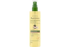 Aveeno Daily Moisturizing Body Oil Mist with Cocoa Butter Vanilla Scent, Oat Oil, & Jojoba Oil, Lightweight Oil Provides Long