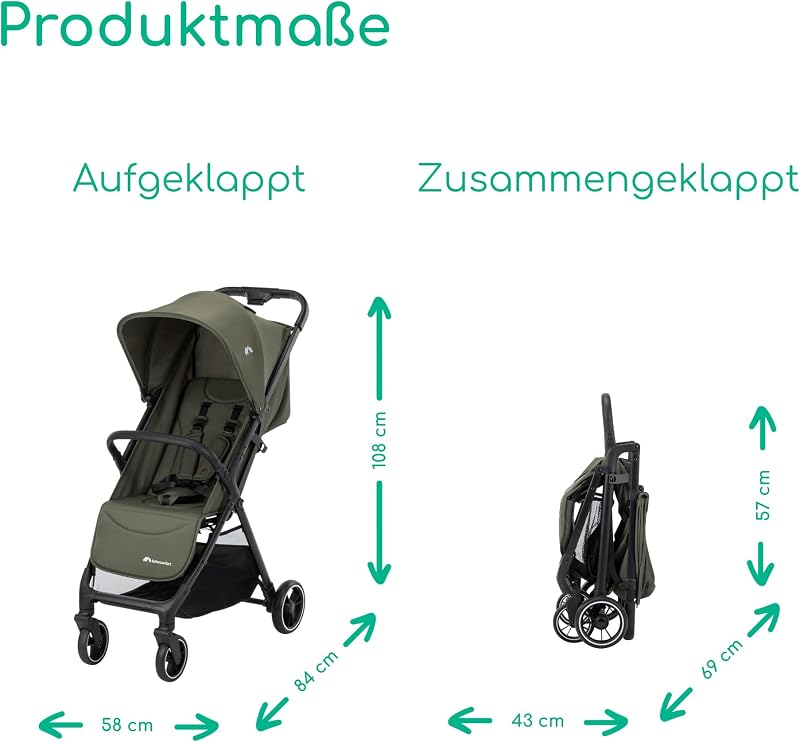 Azur, Kinderwagen Buggy, 0–3 Jahre (15 kg), Mineral Graphite