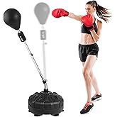 Yes4All Pedestal Punching Bag with Stand, Adjustable Height, Boxing MMA Equipment with PU Leather Speed Reflex Ball Home Gym