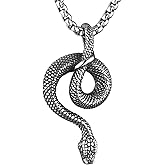 HZMAN Gothic Jewelry Men's Stainless Steel Animal Snake Pendant Chain Necklace
