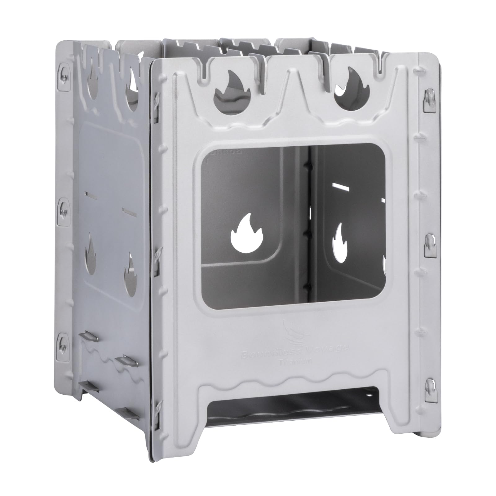 iBasingo Portable Titanium Wood Stove for Camping Detachable & Assembled Design, Ultralight Backpacking Stove with Pot Holder Compact Campfire Cooker for Charcoal Alcohol BBQ Survival Gear Ti2008C